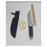 13" Knife W Sheath & Knuckles