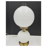 Gone W The Wind Style Milk Glass Lamp 17 1/4" H
