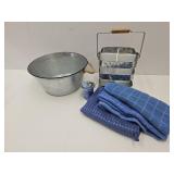 Dish Towels, Rags, Glavized Wine Holder & Bucket+