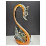 Beautiful Art Glass Swan 17.5" H  w SM  Flaw See