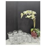 Artificial Orchid & Fostoria Dishes