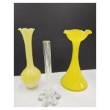 3 Glass Art Vases up to 8" high