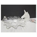 Cambridge Ruffled Glass Bowl & Unicorn Night Light