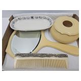 VTG Dresser Set Mirror, Comb, Union Pacific RR