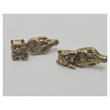 -Articulating 3-D Cat Gold Tone Earrings