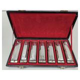 Set of 7 Soul Man Harmonicas w Case