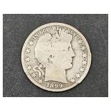1899 Silver Barber Half Dollar Coin