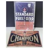New Standard Oil & Champion Metal Signs