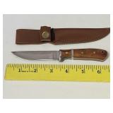 New 6" Wood Handle Knife w Sheath