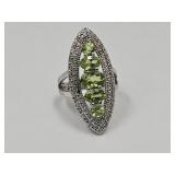 Green Peridot Sterling Silver Ring Sz 5