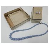 JTV Jewelry Lg Stud Earrings & Glass Bead Necklace