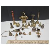 Large Lot Of Bells India, Brass Basket +