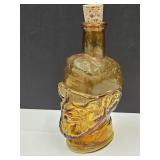 VTG Amber Glass Decanter Bottle W Stopper 7 1/3" H