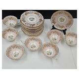 Coalport Strange Orchid Pink Gold Leaf Tea Cups +