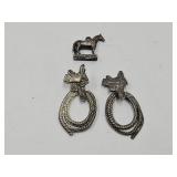 Sterling Horse Pendant & Saddle Earrings