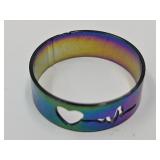 Rainbow Stainless Steel Ring Heartbeat Sz 9.5
