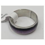 Stainless Steel Ring w Purple Enamel Sz 7.5