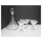 Vintage Bar Ware Liquor Decaner & Stemware