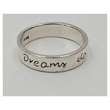 925 Silver Ring DREAMS COME TRUE Sz 7 1/2