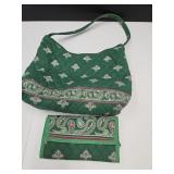 Green Tanya Lee Purse W Matching Wallet 13" W