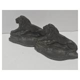 Antique Cast Bronze Lion Paperweight / Bookends