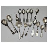 463 gr Sterling Silver Spoon Lot  & 4 Coin Silver