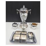 Lot Of Nice Silver Plate Dispenser, Cream Sugar +