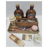 Syrup Bottle, Kitchen Utensils, Hair Clips +