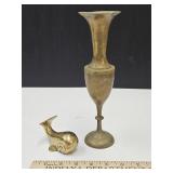 Solid Brass Whale + Brass Vase 9.5"H