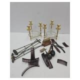 VTG Brass Candle Holders, Straight Razors +