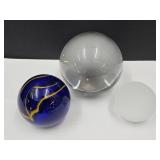 3 Glass Paperweights See Sizes Unmarked