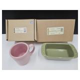 Longaberger Pottery Mug & Small Loaf Dish