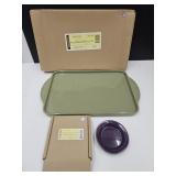 Longaberger Pottery Spoon Rest & 9x13" Lid Tray