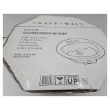 New White Round Drop In Sink-19 x 19 x 8"