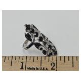 Sterling Silver Black Spinel Sing Sz 8.5