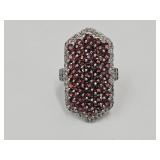 Sterling Silver Pink Garnet White C2 Ring Sz 5