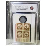 Germany WWII Block Stamp & a 1 Coin