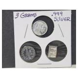 3 Grams  .999 Silver All Different Designs