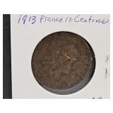 1913 French 10 Centimes Coin