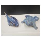 2 Garden Decor Frog & Fish Up To 9" Long