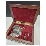 Costume Jewelry Lot & Dresser Box