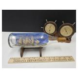 VTG Barometer & Ship In A Bottle