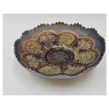 Peacock & Grape Blue Carnival 8.5" Berry Dish