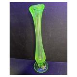 Uranium Glass Bud Vase 7.5" H Chip on Base
