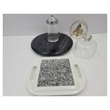 Marble Lazy Susan, Cheese Cutter & Shaker