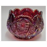 Indiana Red Sunset  Carnival Glass Bowl See Size