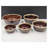 VTG Hull USA Brown Drip Pottery  Bowls Up to10 .5"