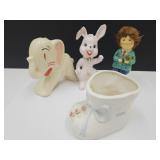 VTG Elephant Planter, Bunny (see bottom) +