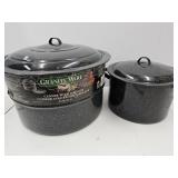 2 Granite-Ware Canner Pans With Wire Rack +