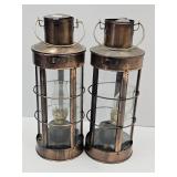2 Oil Lanterns 11.5" High